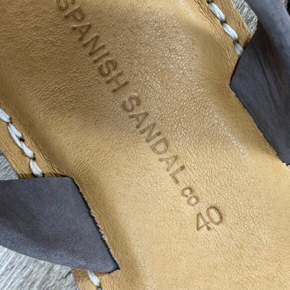 Spanish Sandal Co. Grey Sandals 40 US 9.5 Nubuck Leather Avarcas Peep Toe Flats - Picture 8 of 8